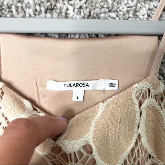 Tularosa Dress Women’s Large Cyrus Beige Tan Floral Lace Sleeveless Halter NWT - Picture 5 of 9